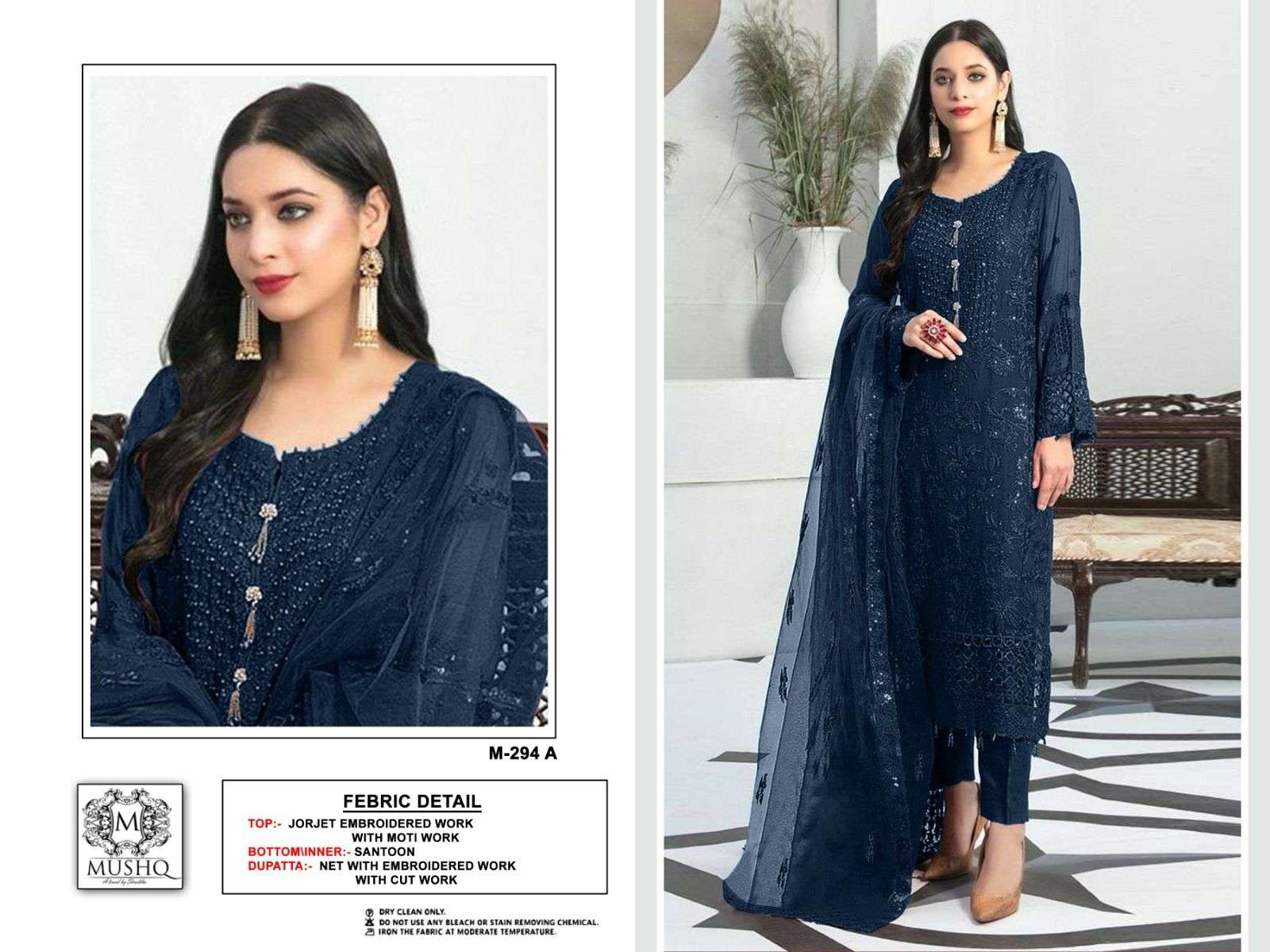 MUSHQ M-294 PURE FAUX GEORGETTE PAKISTANI DRESSES-00201
