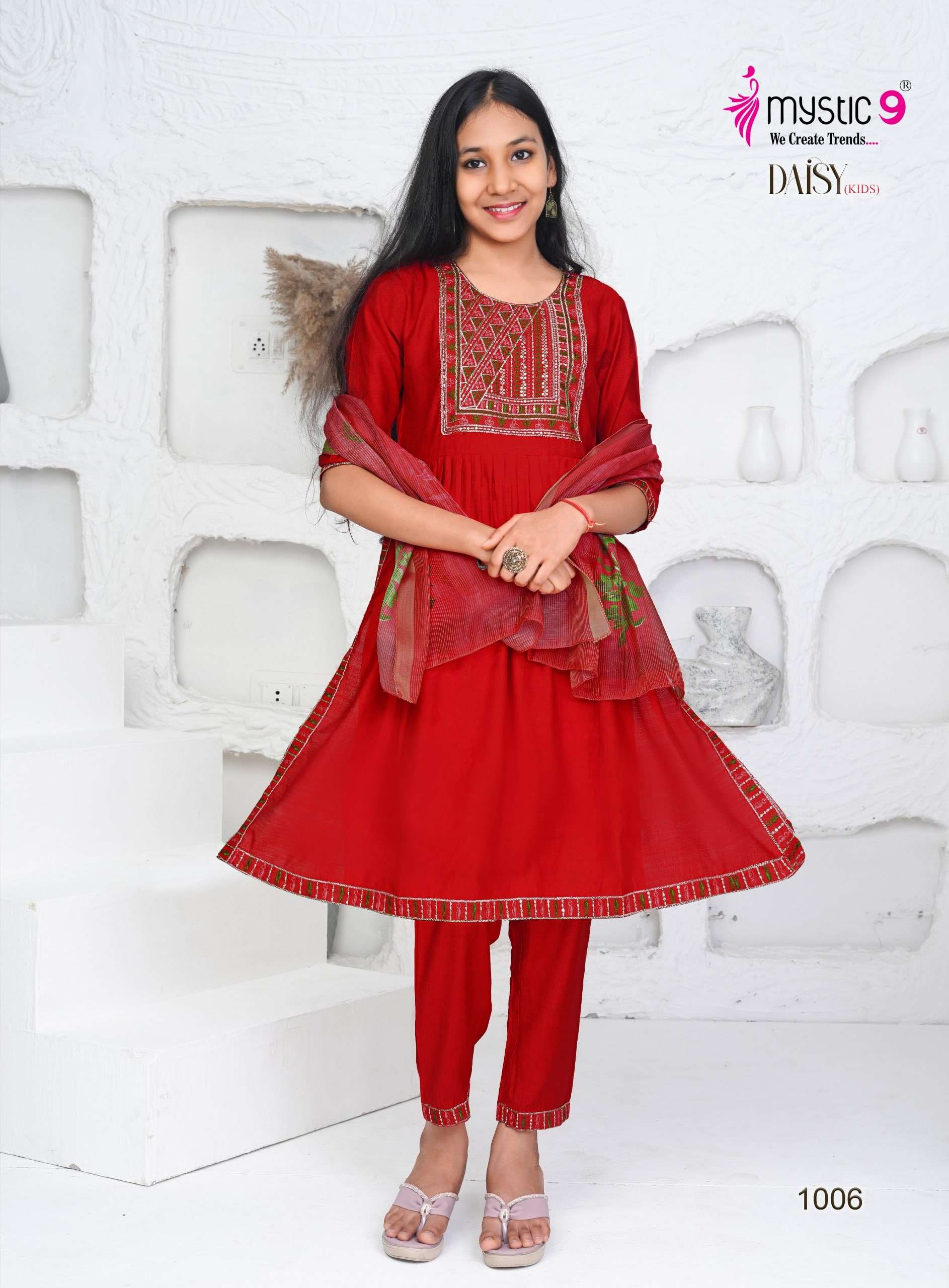 MYSTIC9 DAISY KIDS VOL-01 1001 TO 1008 SERIES PURE VERTICAN EMBROIDERY DRESSES-00140