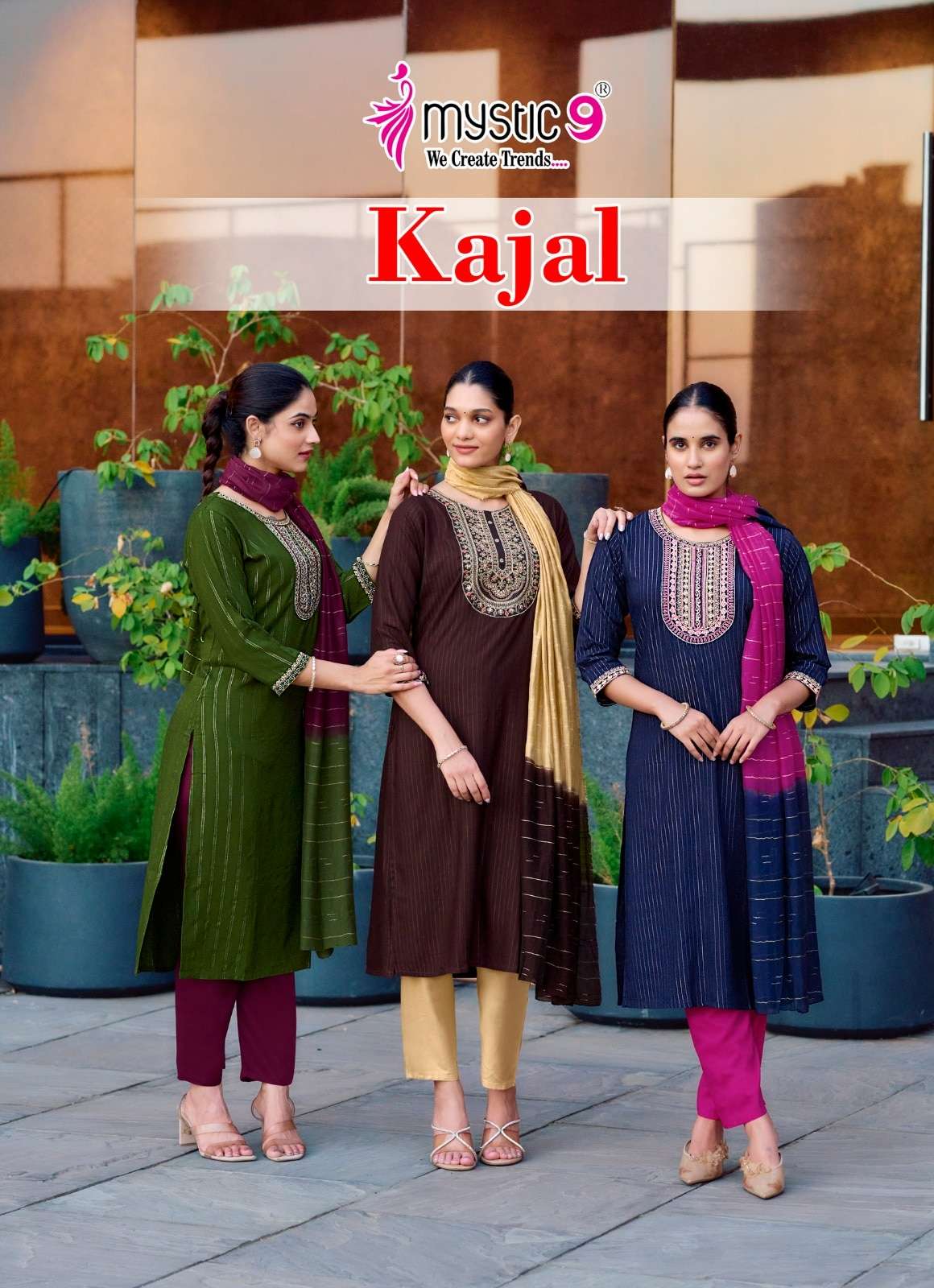 MYSTIC9 KAJAL VOL-01 1001 TO 1008 SERIES PURE RAYON EMBROIDERY DRESSES-00140