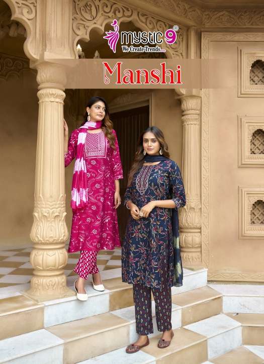 MYSTIC9 MANSHI VOL-01 1001 TO 1008 SERIES PURE ROMAN SILK EMBROIDERY DRESSES-00140