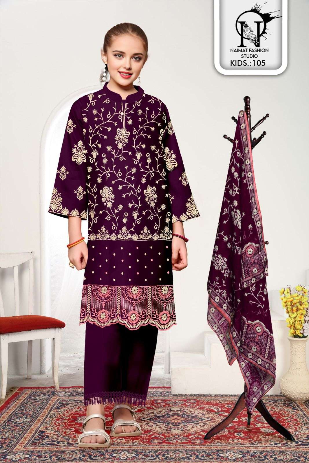 NAIMAT FASHION NFS-105 PURE FAUX GEORETTE EMBROIDERY DRESSES-00088