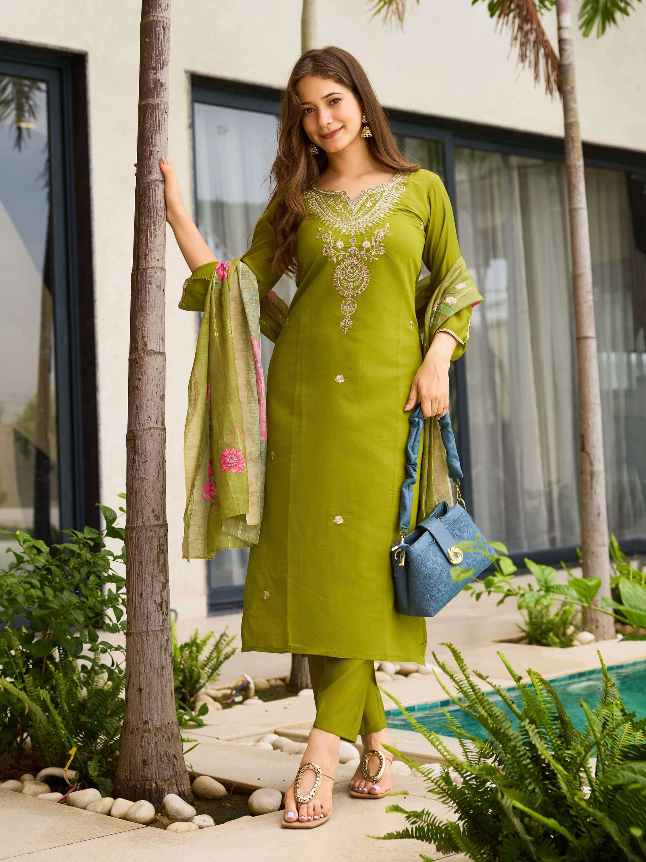 NAVYA BY ASLIWHOLESALE DESIGNER PURE VISCOSE RAYON EMBROIDERY DRESSES-00264
