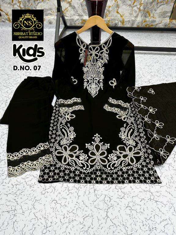 NISHBAT STUDIO NS-007 PURE GEORGETTE EMBROIDERY KIDS WEAR-00204