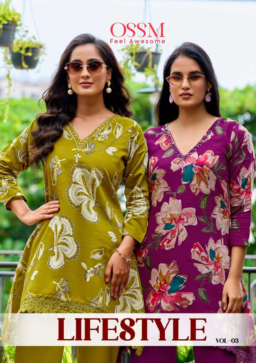 OSSM LIFESTYLE VOL-03 3001 TO 3006 SERIES PURE SILK PRINTED CO-ORD SET-00140