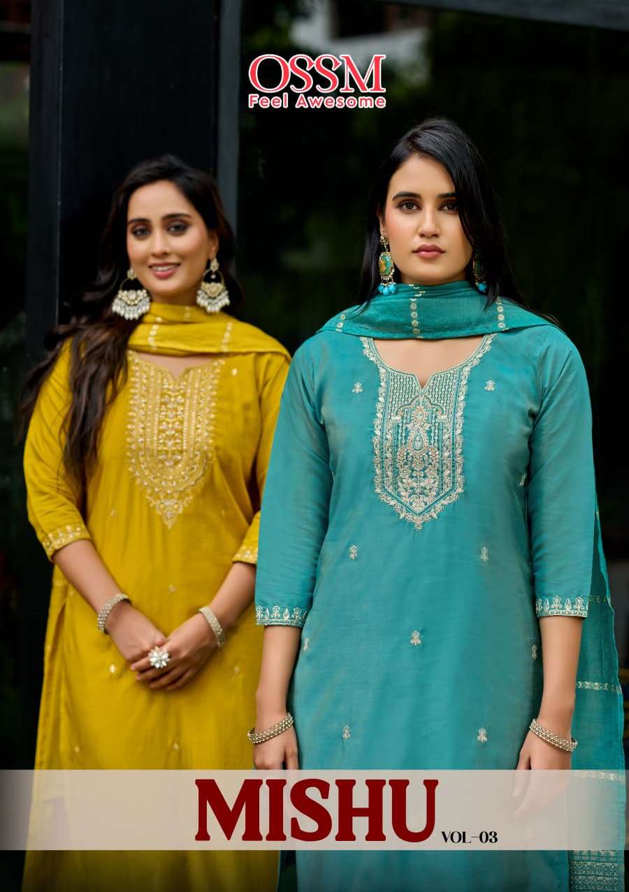 OSSM MISHU VOL-03 3001 TO 3006 SERIES PURE ROMAN SIMMER DRESSES-00014