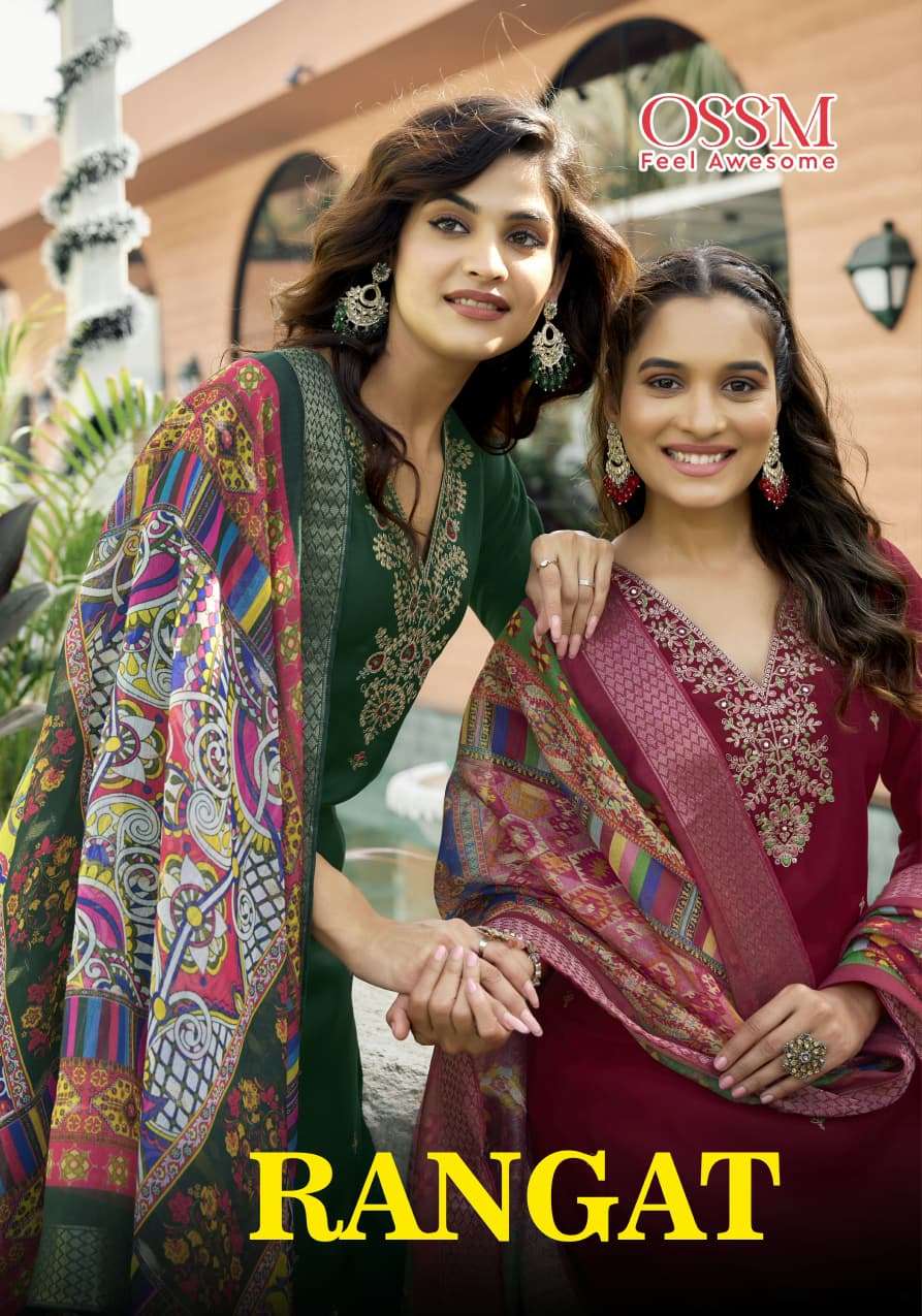 OSSM RANGAT 1001 TO 1006 SERIES PURE ROMAN SILK EMBROIDERY DRESSES-00140