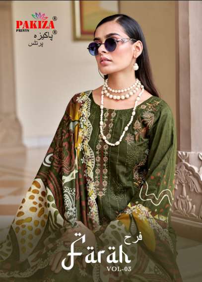 PAKIZA PRINTS FARAH VOL-03 3001 TO 3008 SERIES PURE LAWN CHIKANKARI PAKISTANI DRESSES-00201