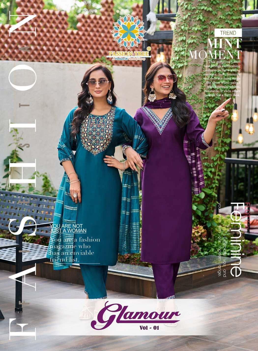 PASSION TREE GLAMOUR VOL-01 1001 TO 1006 SERIES PURE ROMAN SILK EMBROIDERY DRESSES-00014