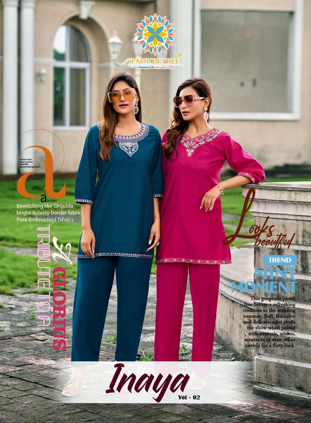 PASSION TREE INAYA VOL-02 2001 TO 2008 SERIES PURE SILK EMBROIDERY CO-ORD SET-00140