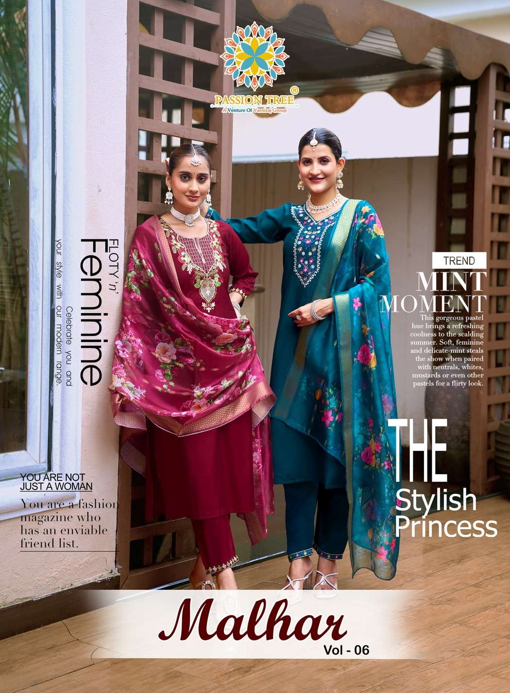 PASSION TREE MALHAR VOL-06 6001 TO 6008 SERIES PURE ROMAN SILK EMBROIDERY DRESSES-00140