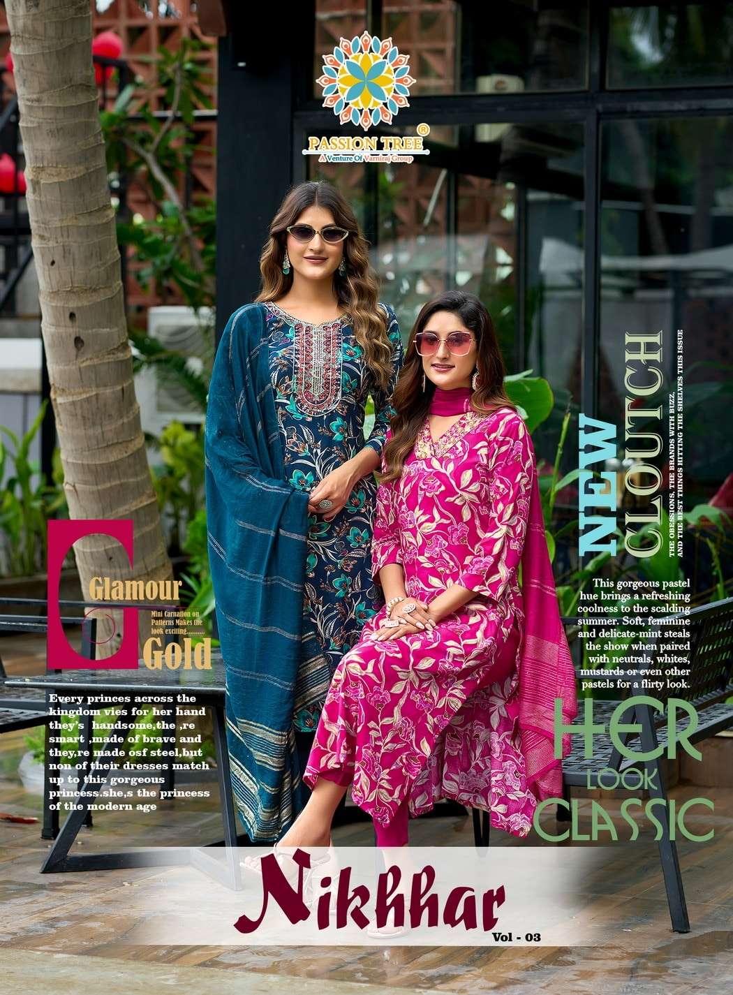 PASSION TREE NIKHAAR VOL-03 3001 TO 3009 SERIES PURE RAYON PRINTED DRESSES-00140