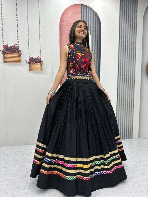PC-N59 BY ASLIWHOLESALE DESIGNER PURE COTTON HANDMIRROR WORK LEHENGAS-00045