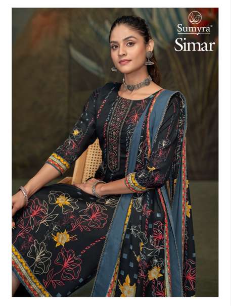 RADHIKA FASHION SUMYRA SIMAR 23001 TO 23004 SERIES PURE PASHMINA PRINTED EMBROIDERY DRESSES-00011