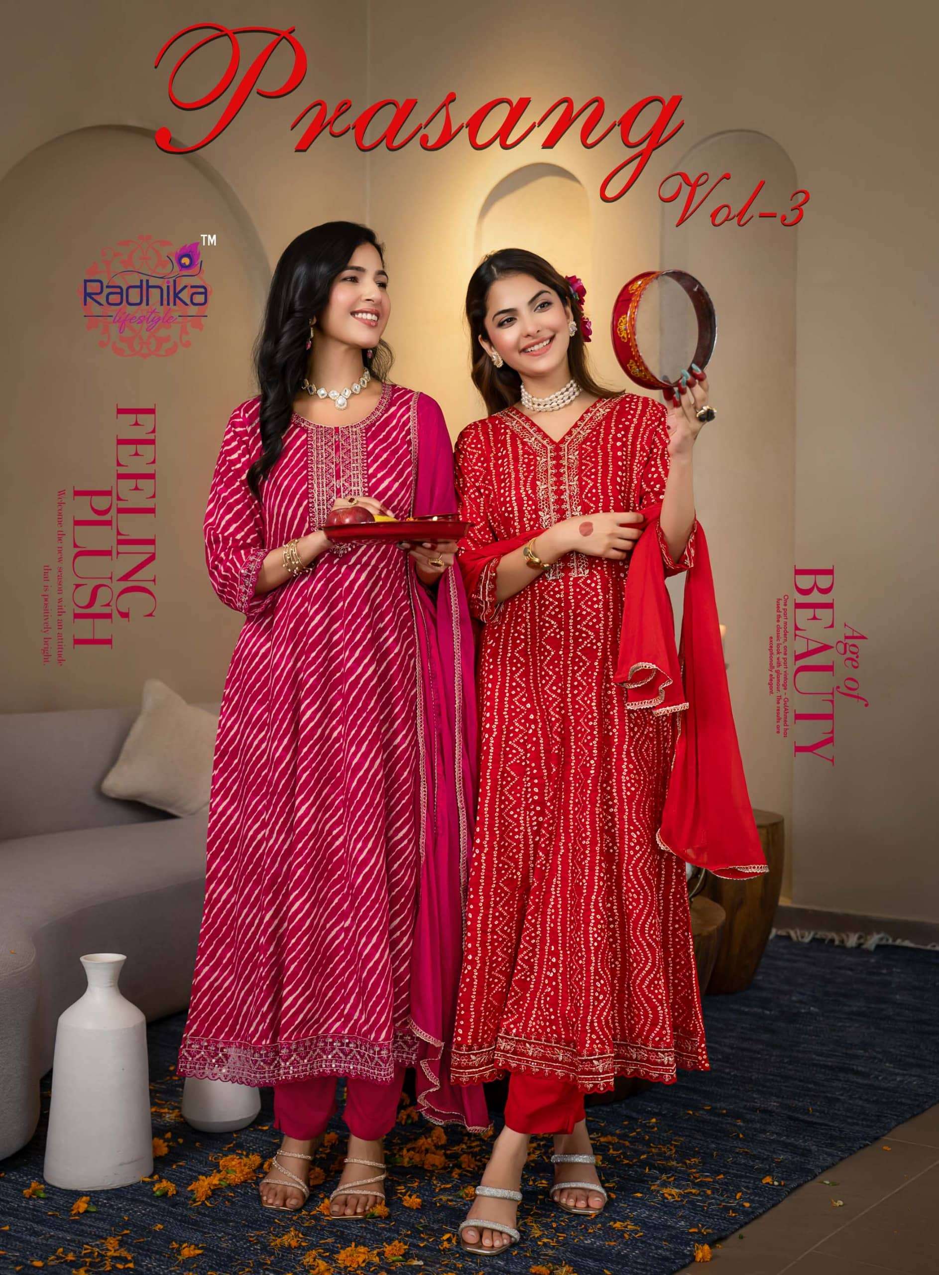 RADHIKA LIFESTYLE PRASANG VOL-03 3001 TO 3006 SERIES PURE RAYON PRINTED DRESSES-00140