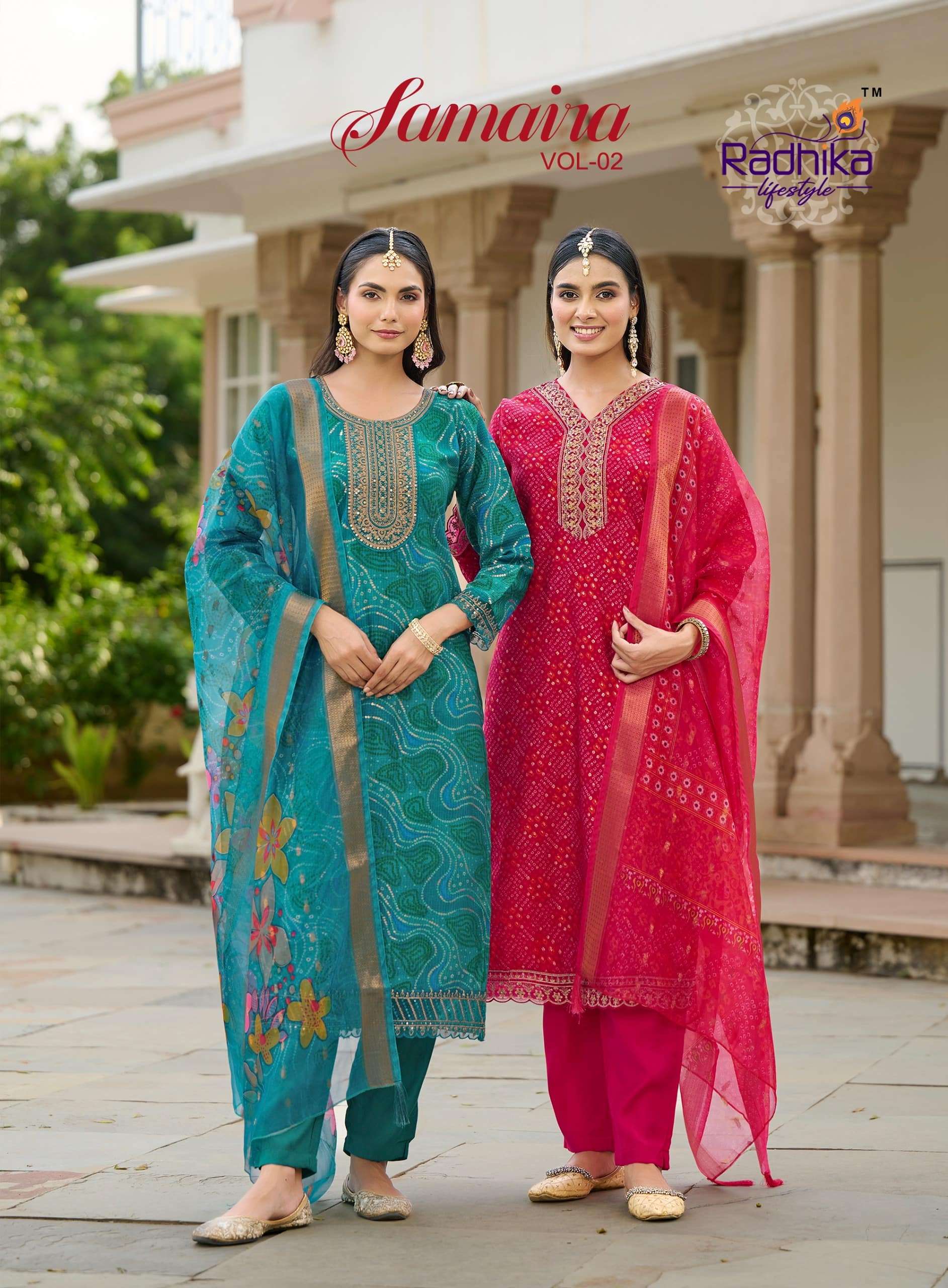 RADHIKA LIFESTYLE SAMAIRA VOL-02 2001 TO 2006 SERIES PURE BERLIN FOIL PRINTED DRESSES-00014