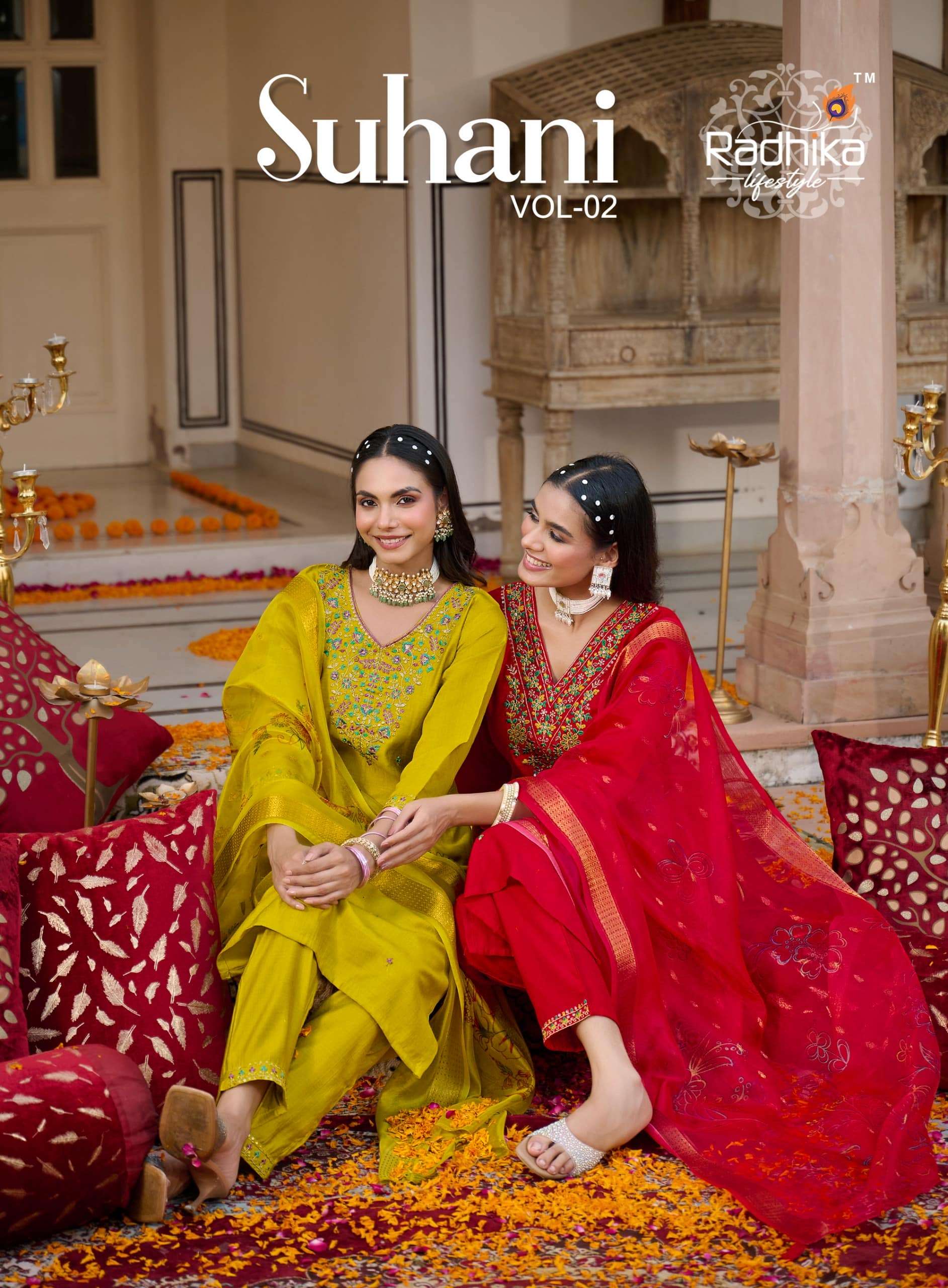 RADHIKA LIFESTYLE SUHANI VOL-02 2001 TO 2006 SERIES PURE VICHITRA SILK EMBROIDERY DRESSES-00014