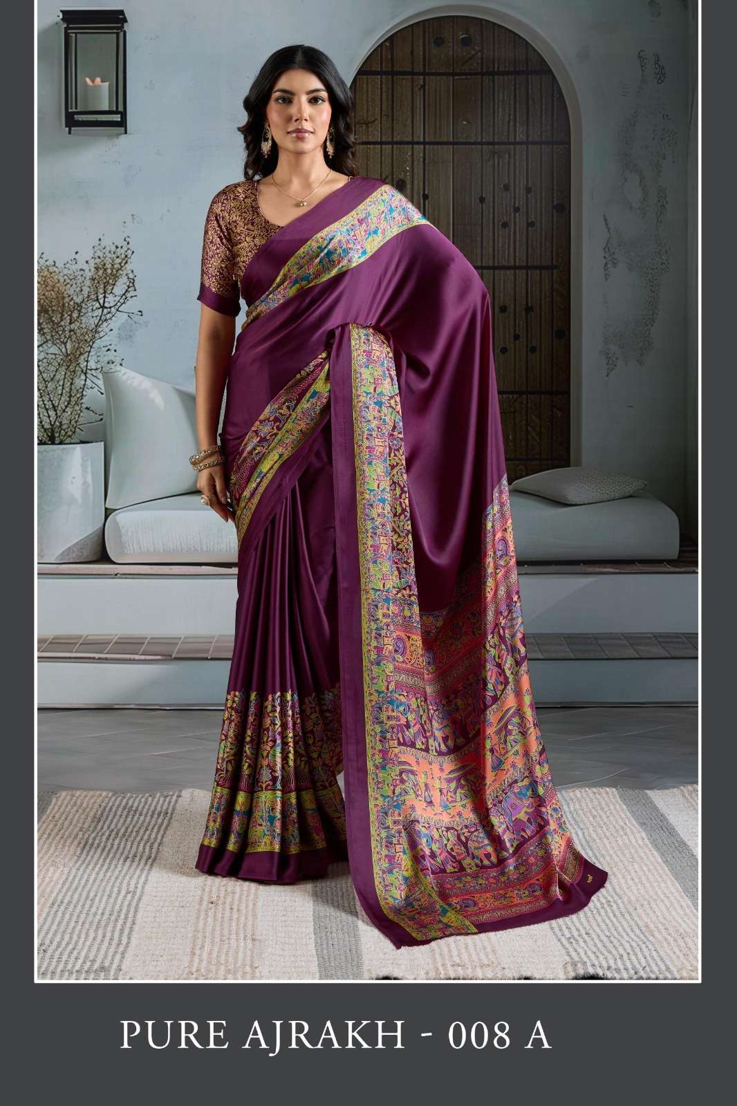 RAJTEX AJRAKH VOL-08 008-A TO 008-F SERIES PURE SATIN PRINTED SAREES-00137