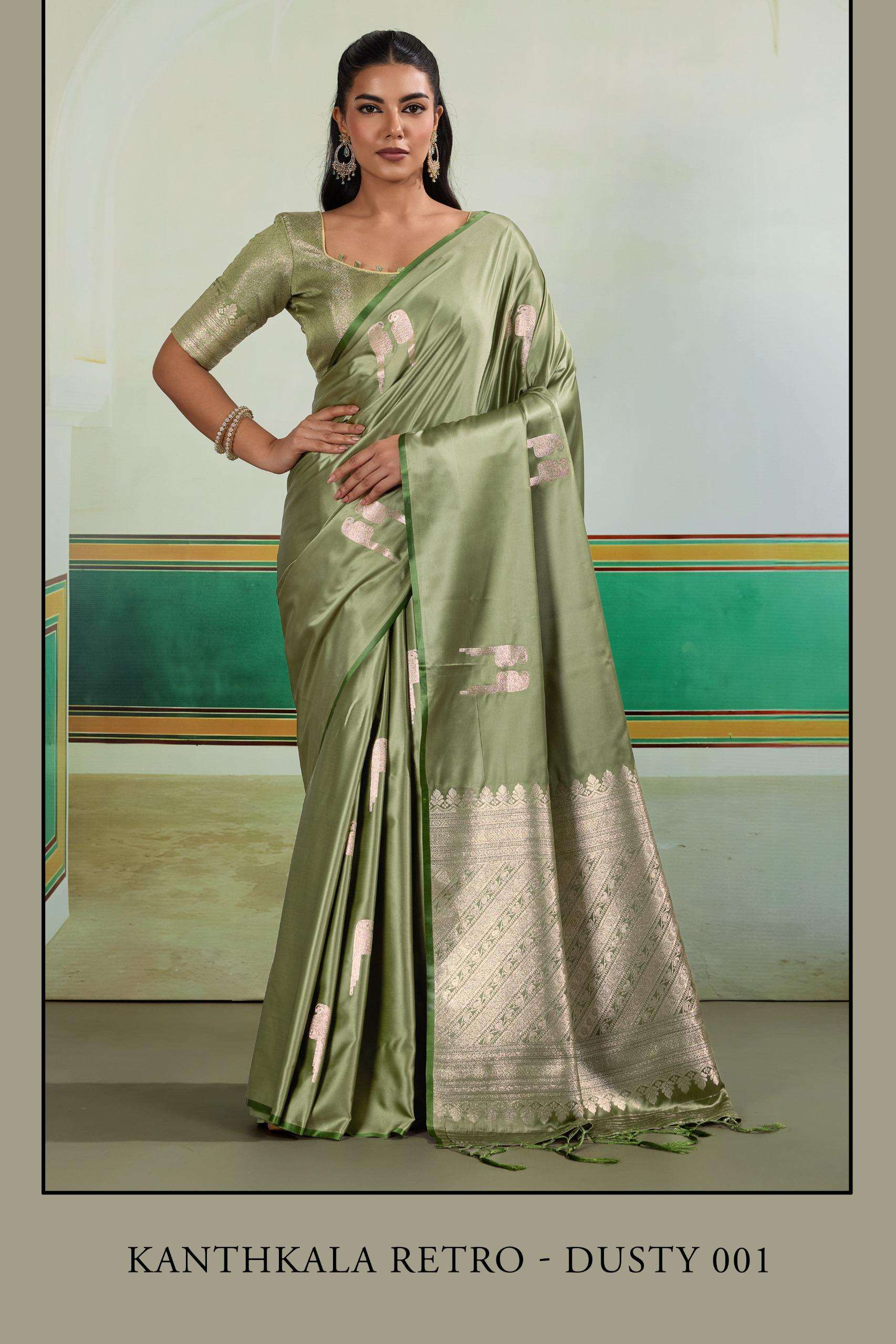 RAJTEX KANTHKALA RETRO DUSTY 001 TO 005 SERIES PURE SATIN SAREES-00137