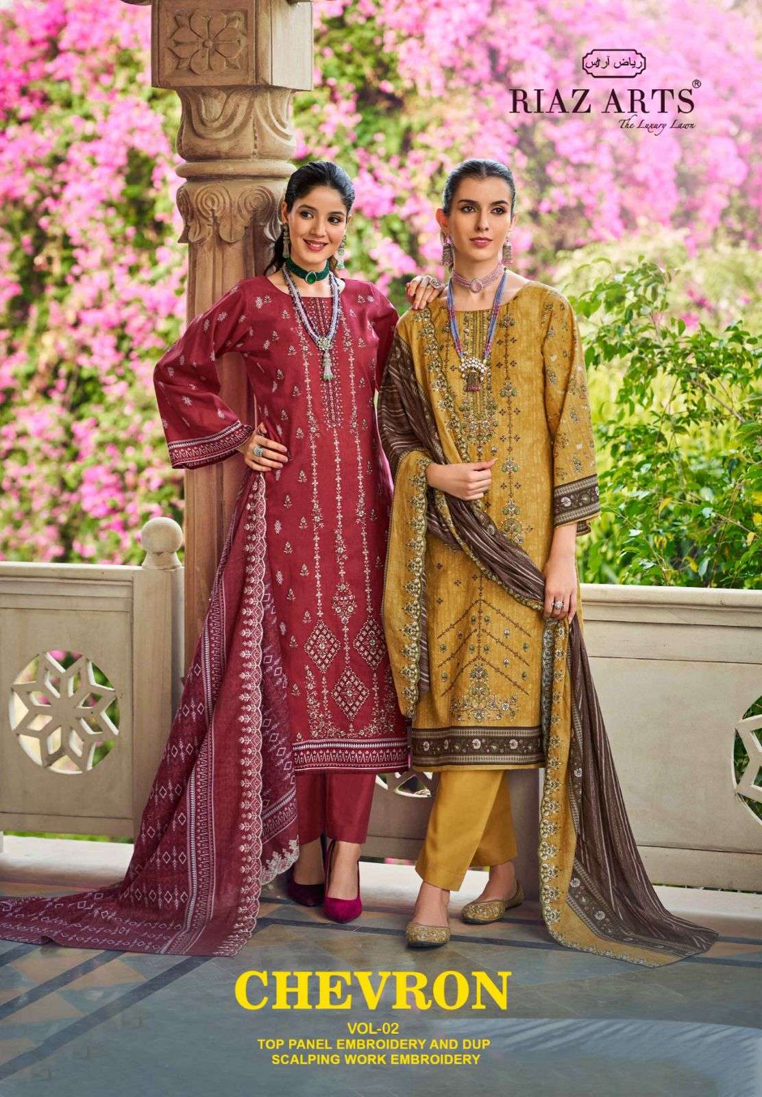 RIAZ ART CHEVRON VOL-02 101 TO 108 SERIES PURE  COTTON PRINTED PAKISTANI DRESSES-00011