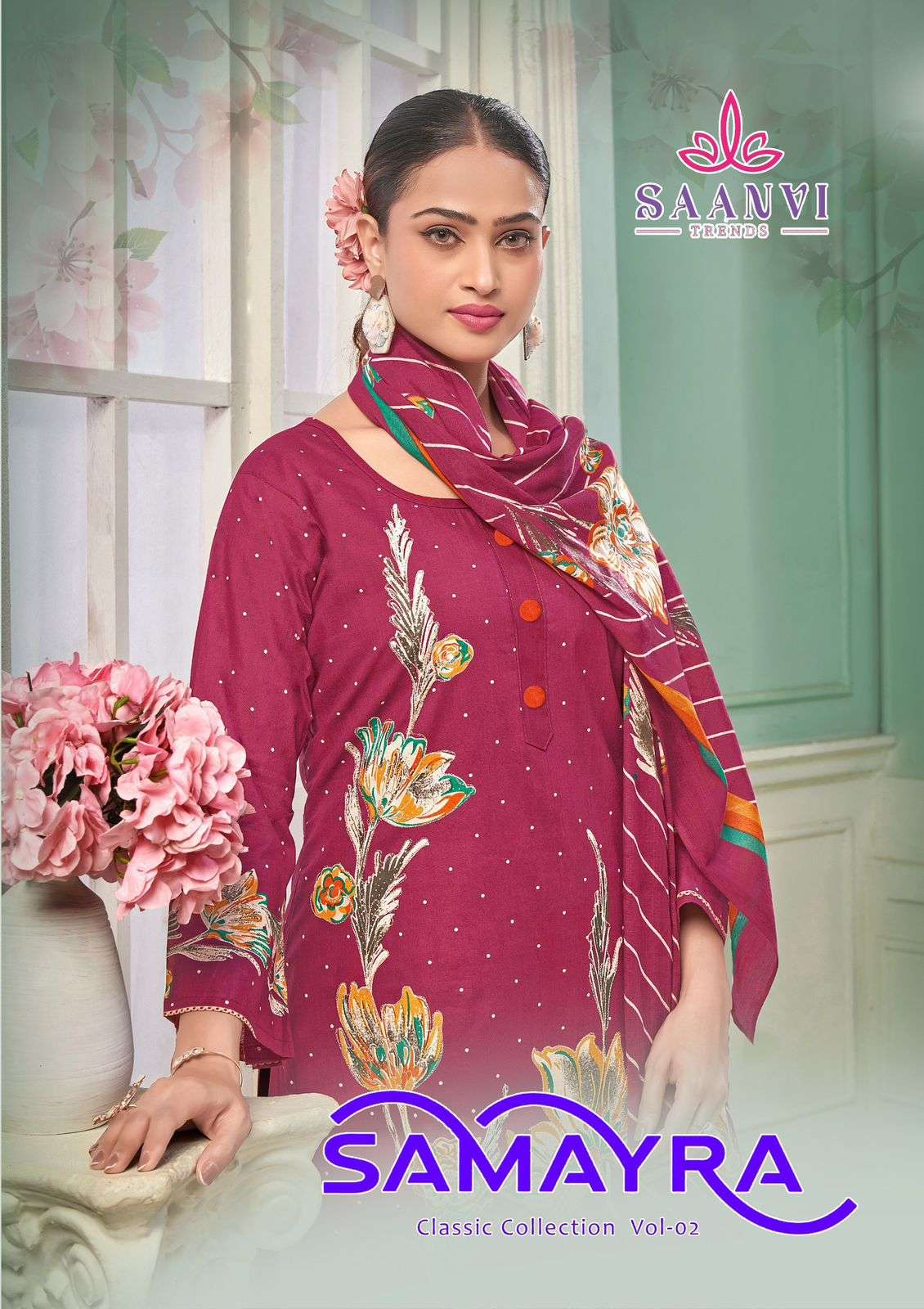 SAANVI TRENDZ SAMAYRA VOL-02 2001 TO 2008 SERIES PURE COTTON PRINTED PAKISTANI DRESSES-00062