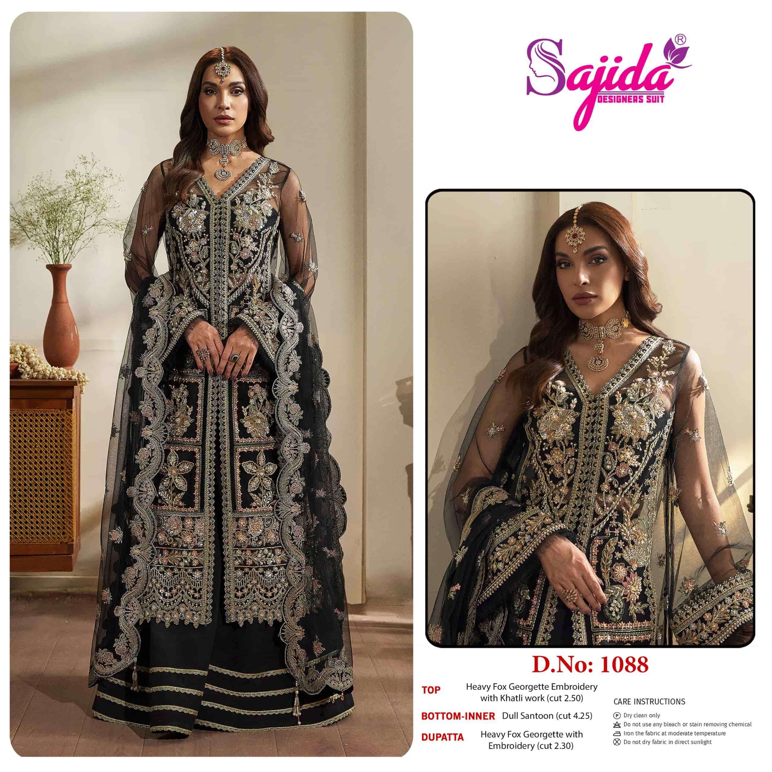 SAJIDA SD-1088 PURE GEORGETTE EMBROIDERY PAKISTANI DRESS-00201