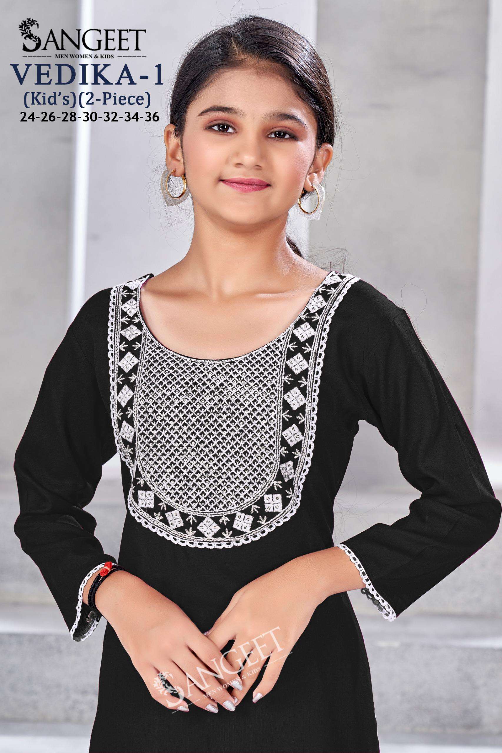 SANGEET VEDIKA-1 1001 TO 1006 SERIES PURE VISCOSE EMBROIDERY KIDS WEAR-00305