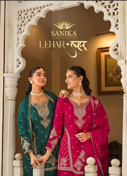 SANIKA FASHION LEHAR PURE CHINON SILK EMBROIDERY DRESSES-00028
