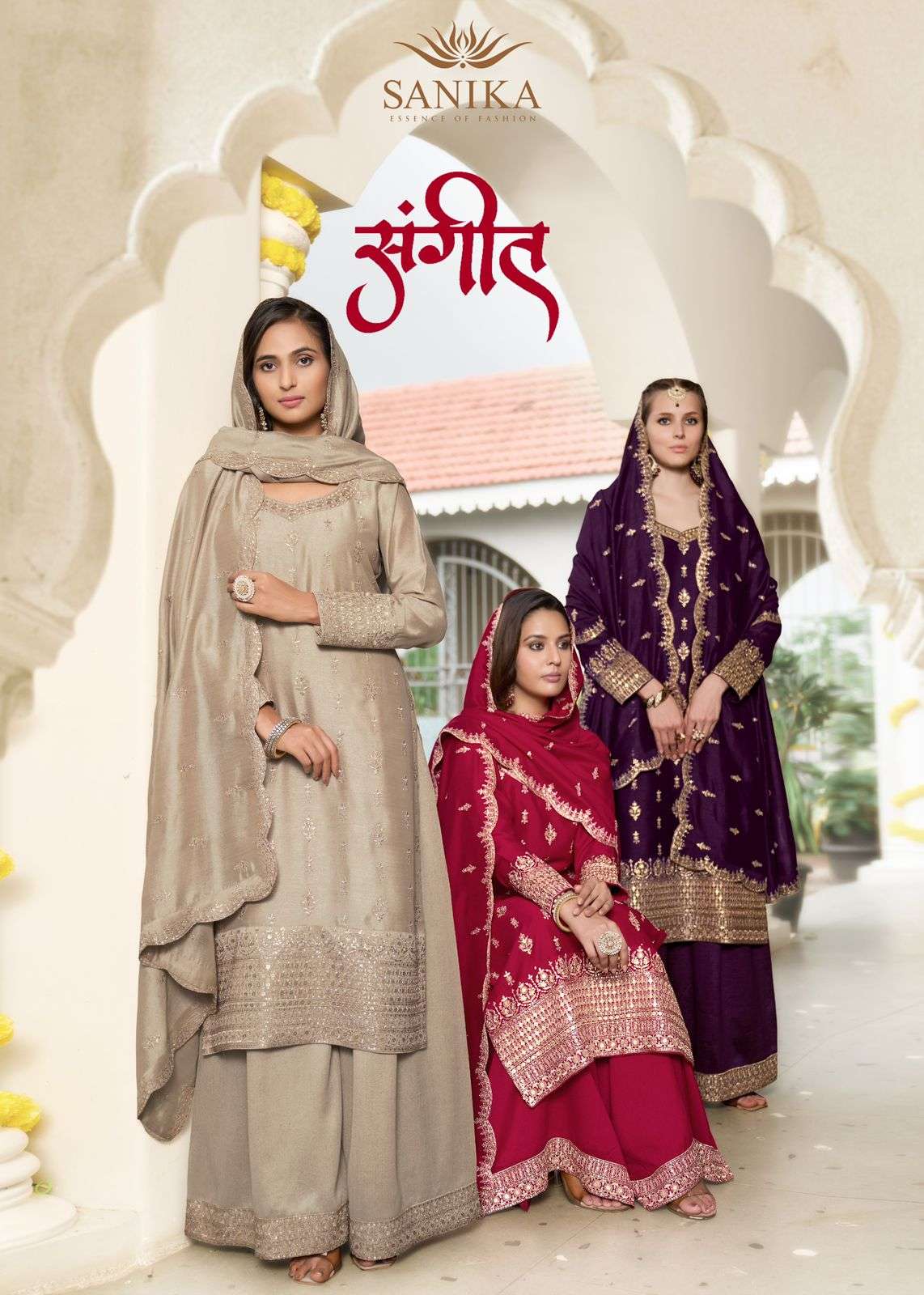 SANIKA FASHION SANGEET PURE VICHITRA SILK EMBROIDERY DRESSES-00305