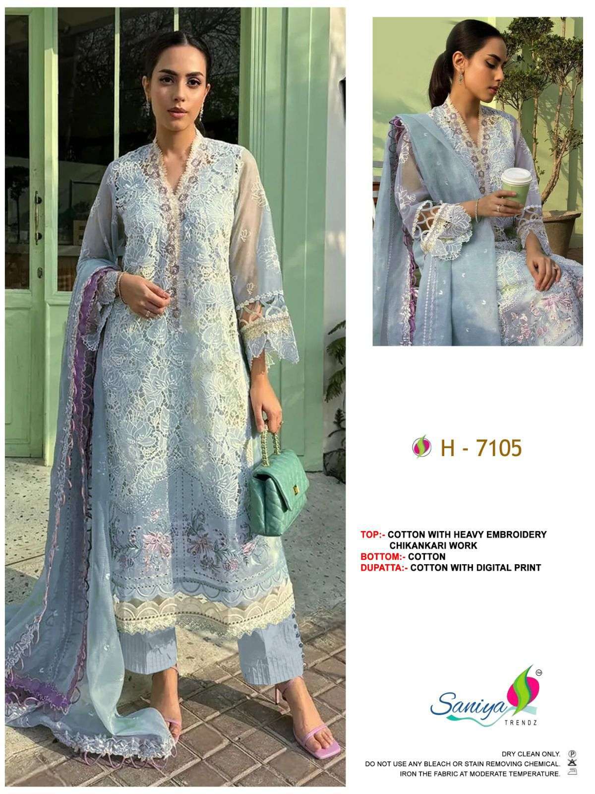 SANIYA TRENDZ 7105 SERIES PURE MUSLIN PRINTED  PAKISTANI DRESS-00071