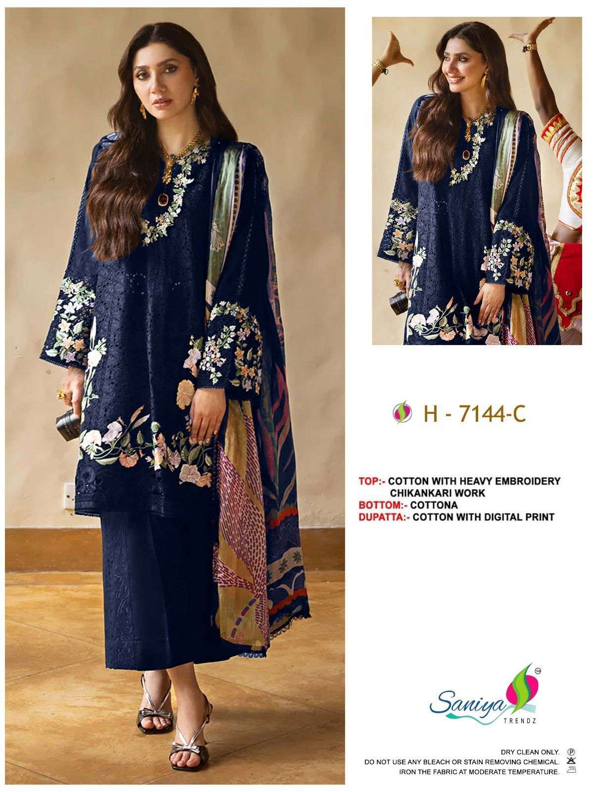 SANIYA TRENDZ 7144 SERIES PURE COTTON EMBROIDERY PAKISTANI DRESSES-00071