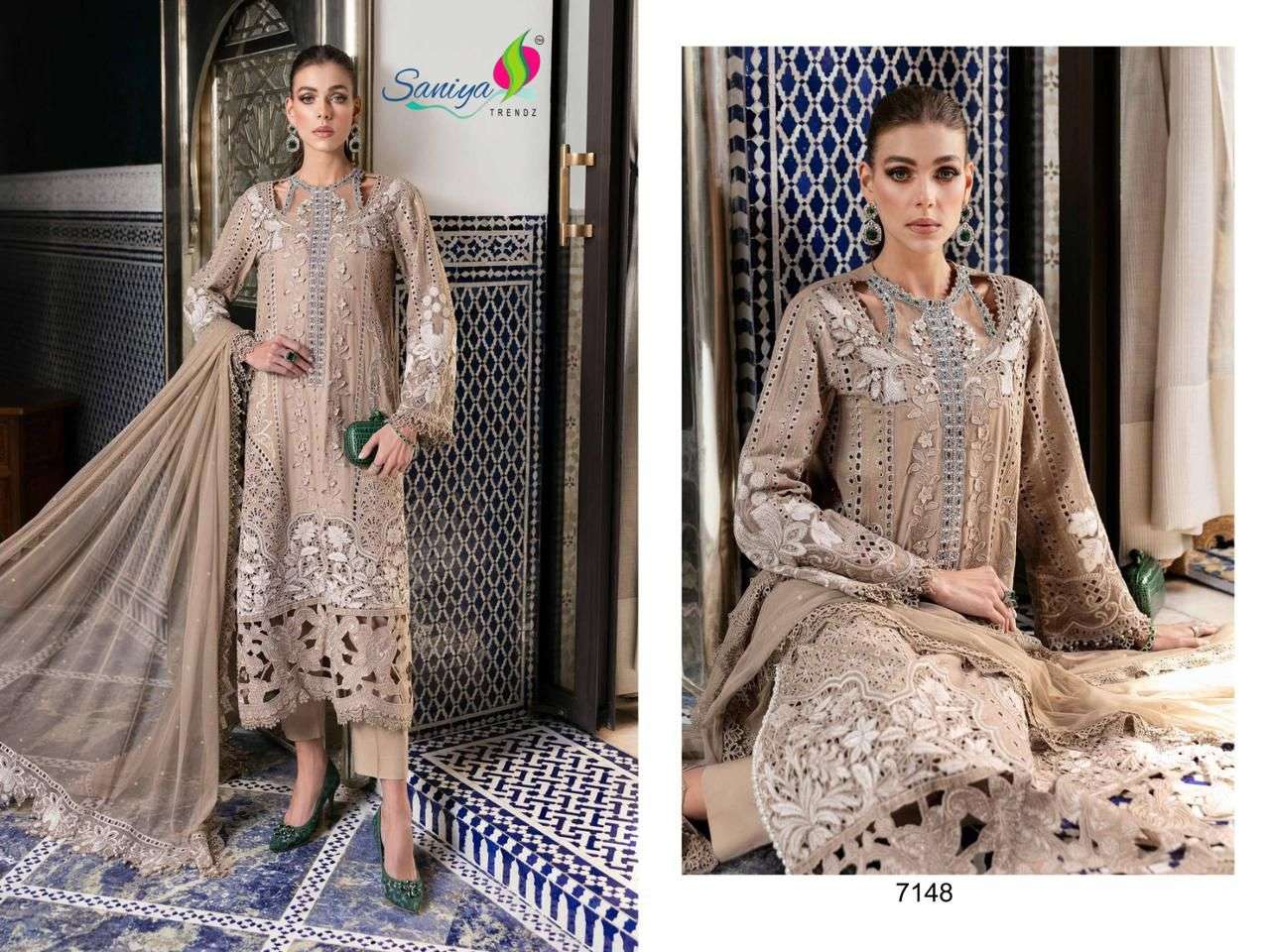 SANIYA TRENDZ 7148 SERIES PURE COTTON EMBROIDERY PAKISTANI DRESSES-00201
