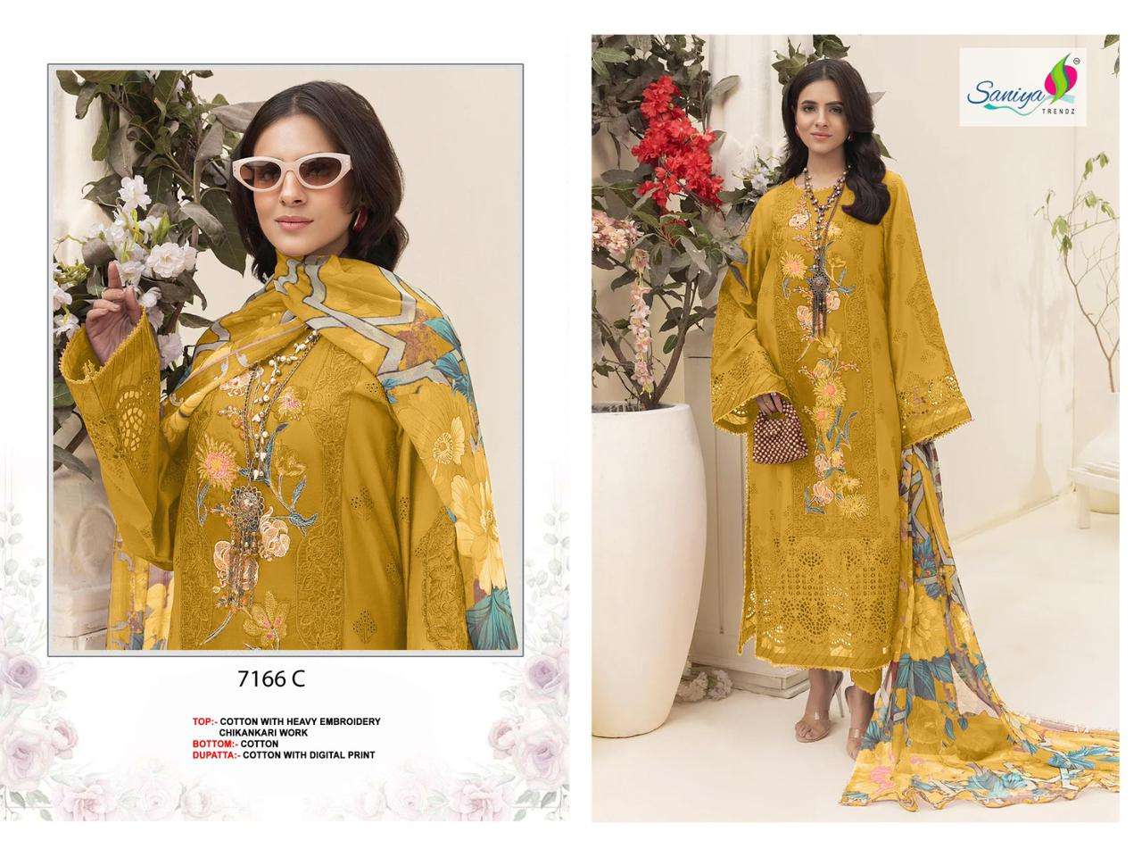 SANIYA TRENDZ 7166 SERIES PURE COTTON EMBROIDERY PAKISTANI DRESSES-00071