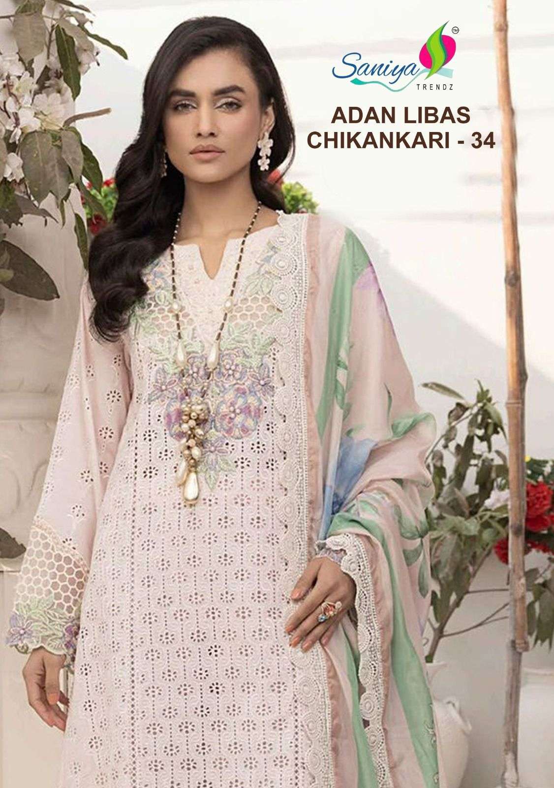 SANIYA TRENDZ ADAN LIBAS VOL-34 PURE COTTON EMBROIDERY PAKISTANI DRESSES-00201