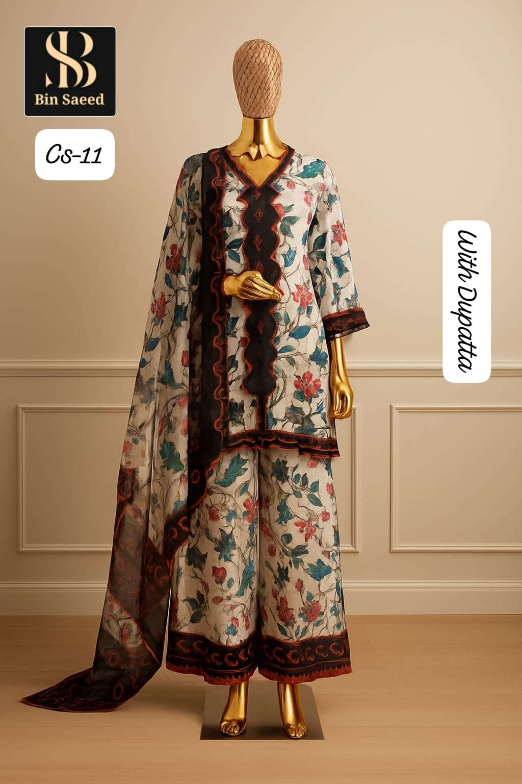 SAPPHIRE BIN SAEED CO-ORD SET VOL-11 PURE SATIN SILK PRINTED CO-ORD SET-00272