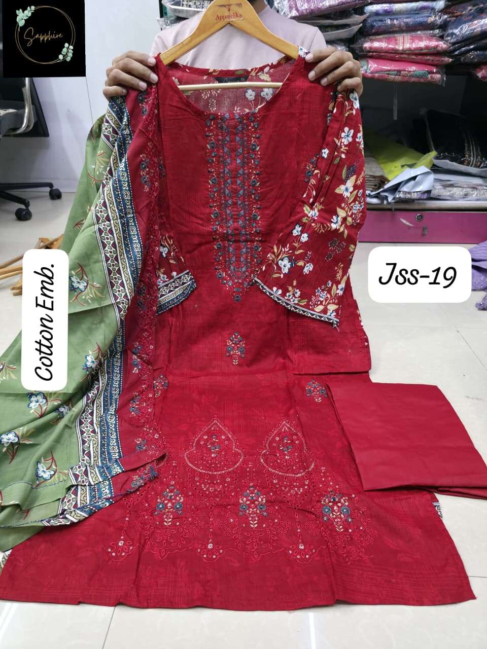 SAPPHIRE JAZMIN VOL-19 PURE COTTON EMBROIDERY PAKISTANI DRESSES-00272