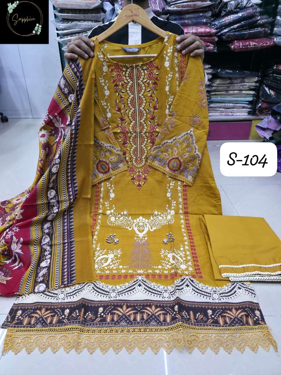 SAPPHIRE S-104 SERIES PURE LAWN EMBROIDERY DRESSES-00272
