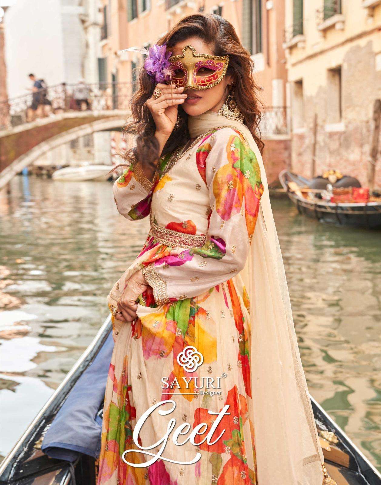 SAYURI GEET 10074 TO 10076 SERIES PURE CHINON SILK EMBROIDERY DRESSES-00150