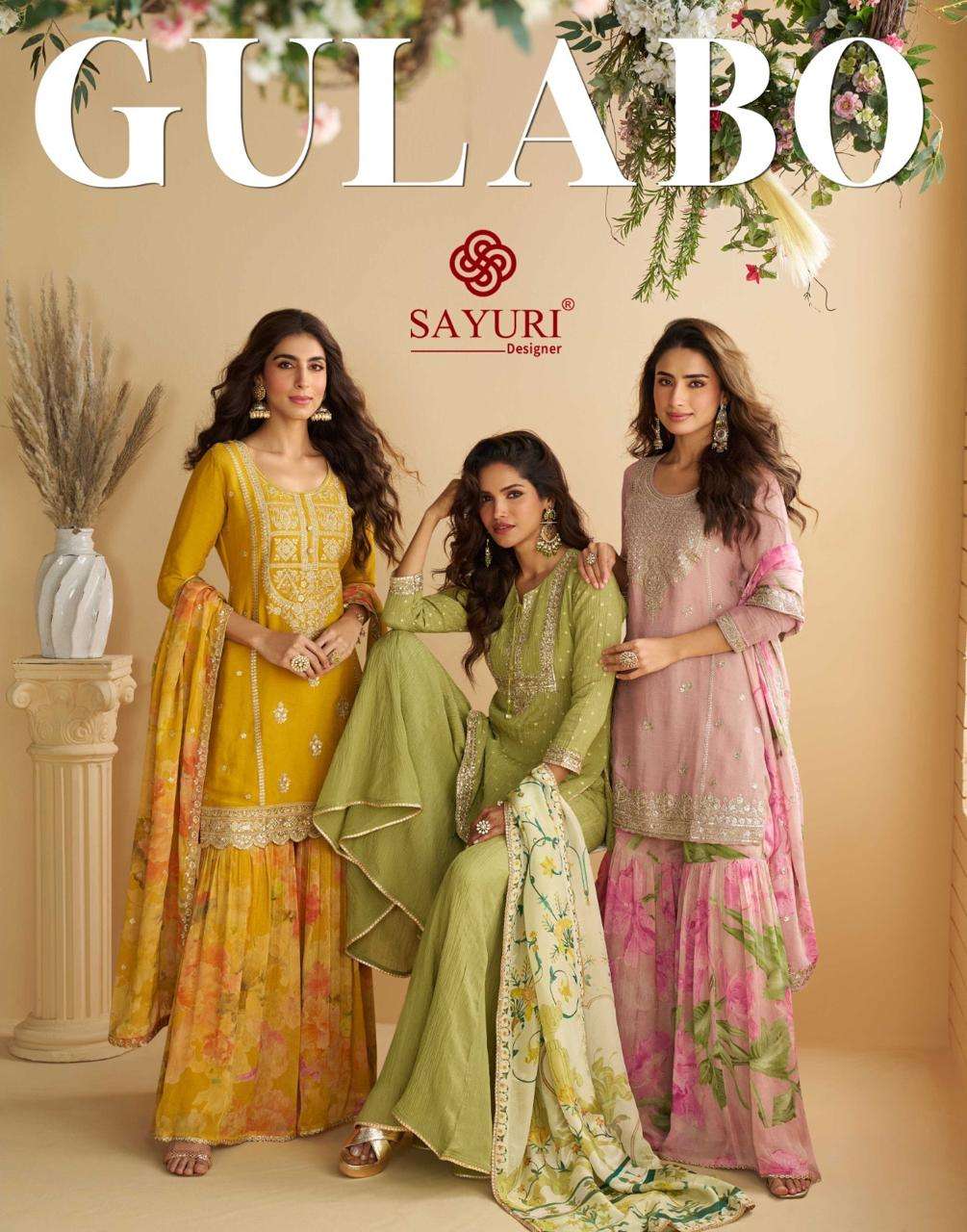 SAYURI GULABO 10069 TO 10073 SERIES PURE CHINON SILK EMBROIDERY DRESSES-00028