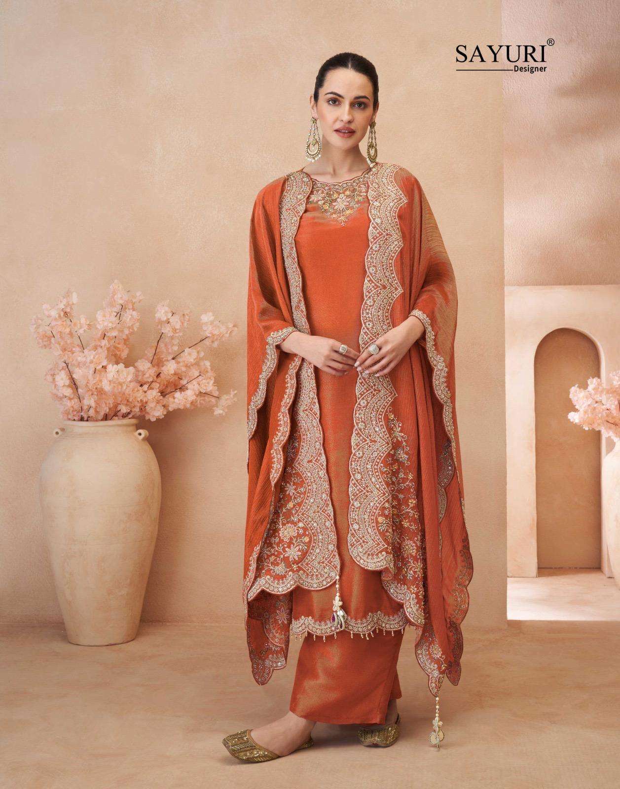 SAYURI KALASH 5845-A TO 5845-C SERIES PURE SIMMER SILK EMBROIDERY DRESSES-00028
