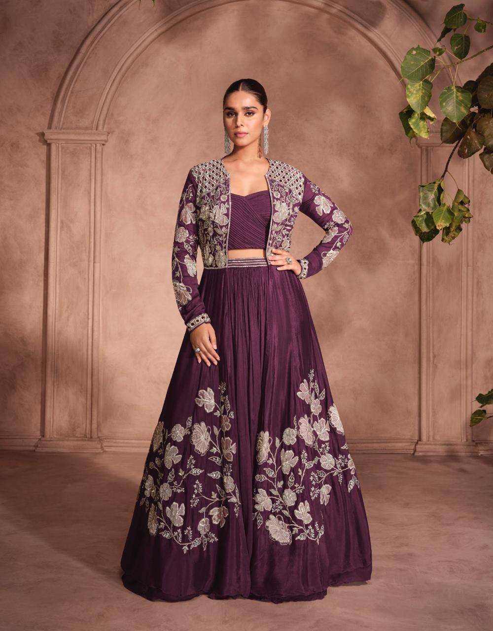 SAYURI MANNAT 5795 TO 5798 SERIES PURE CHINON SILK EMBROIDERY DRESSES-00028