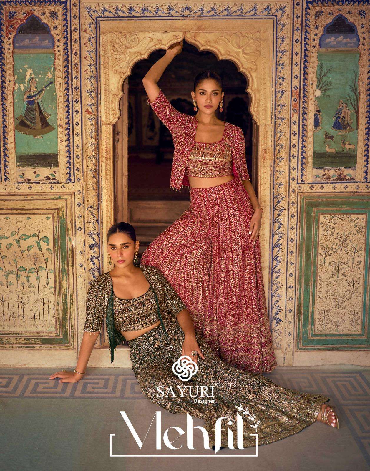 SAYURI MEHFIL 5831 TO 5833 SERIES PURE GEORGETTE EMBROIDERY DRESSES-00150