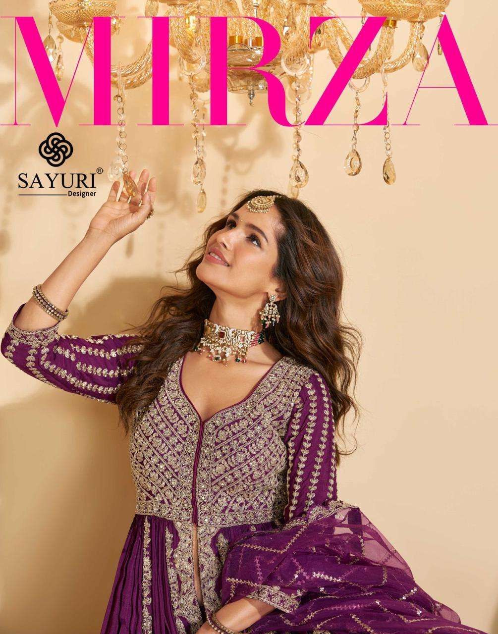 SAYURI MIRZA 5811-A TO 5811-E SERIES PURE CHINON SILK EMBROIDERY PAKISTANI DRESSES-00150