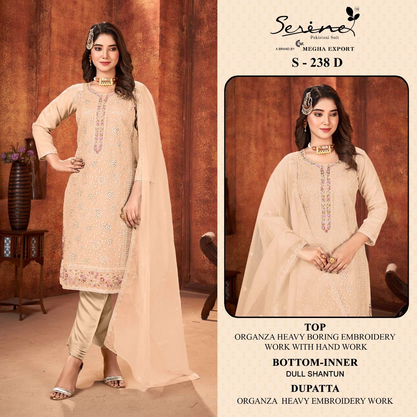 SERENE S-238 SERIES PURE ORGANZA EMBROIDERY PAKISTANI DRESSES-00201