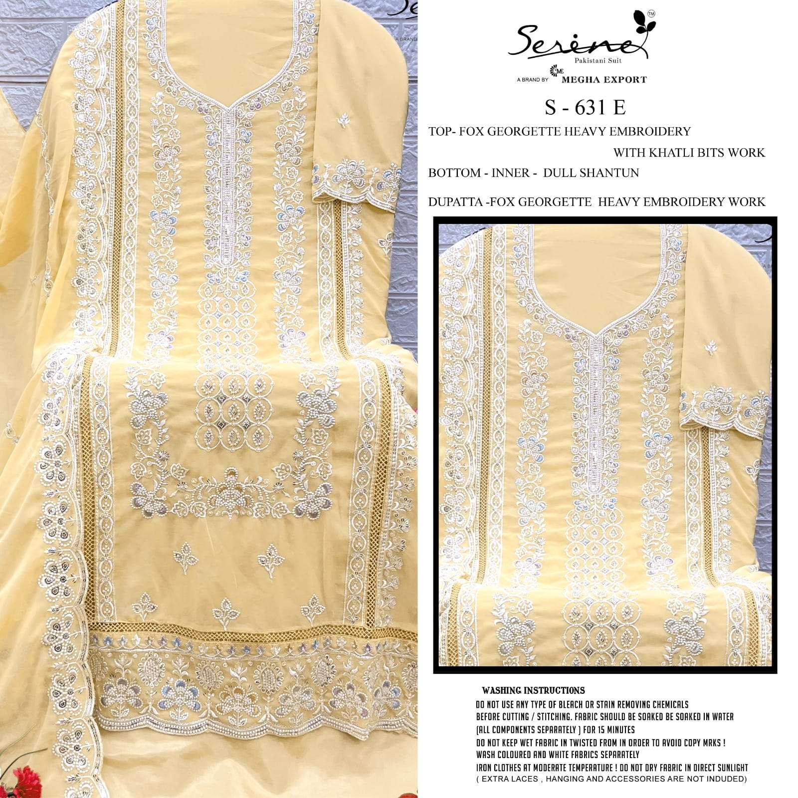 SERENE S-631 PURE FAUX GEORGETTE EMBROIDERY PAKISTANI DRESSES-00201