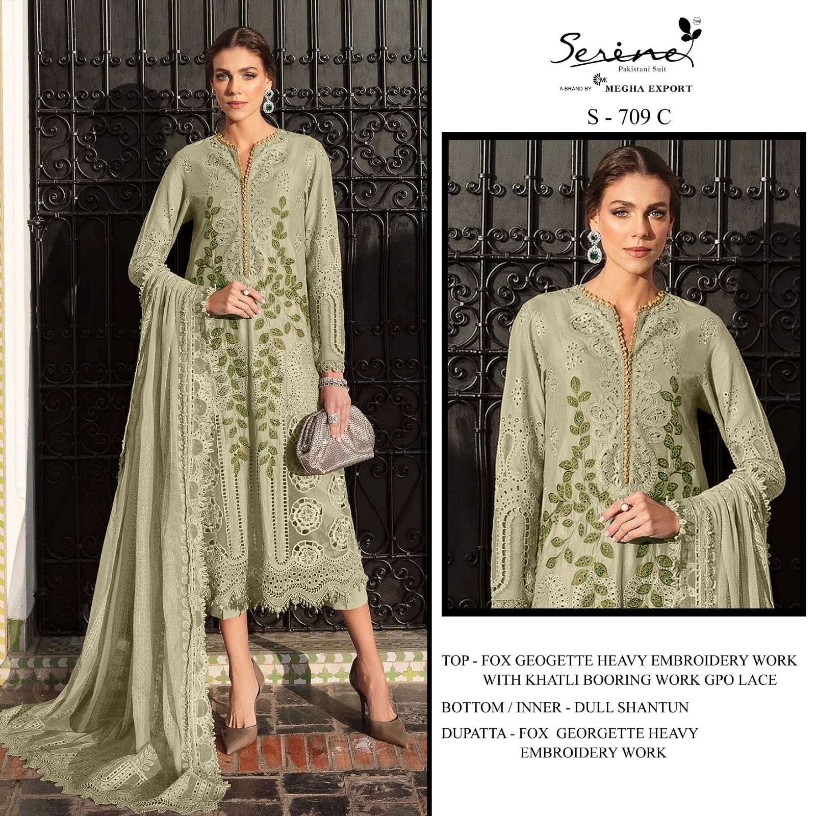 SERENE S-709 SERIES PURE FAUX GEORGETTE PAKISTANI DRESSES-00201