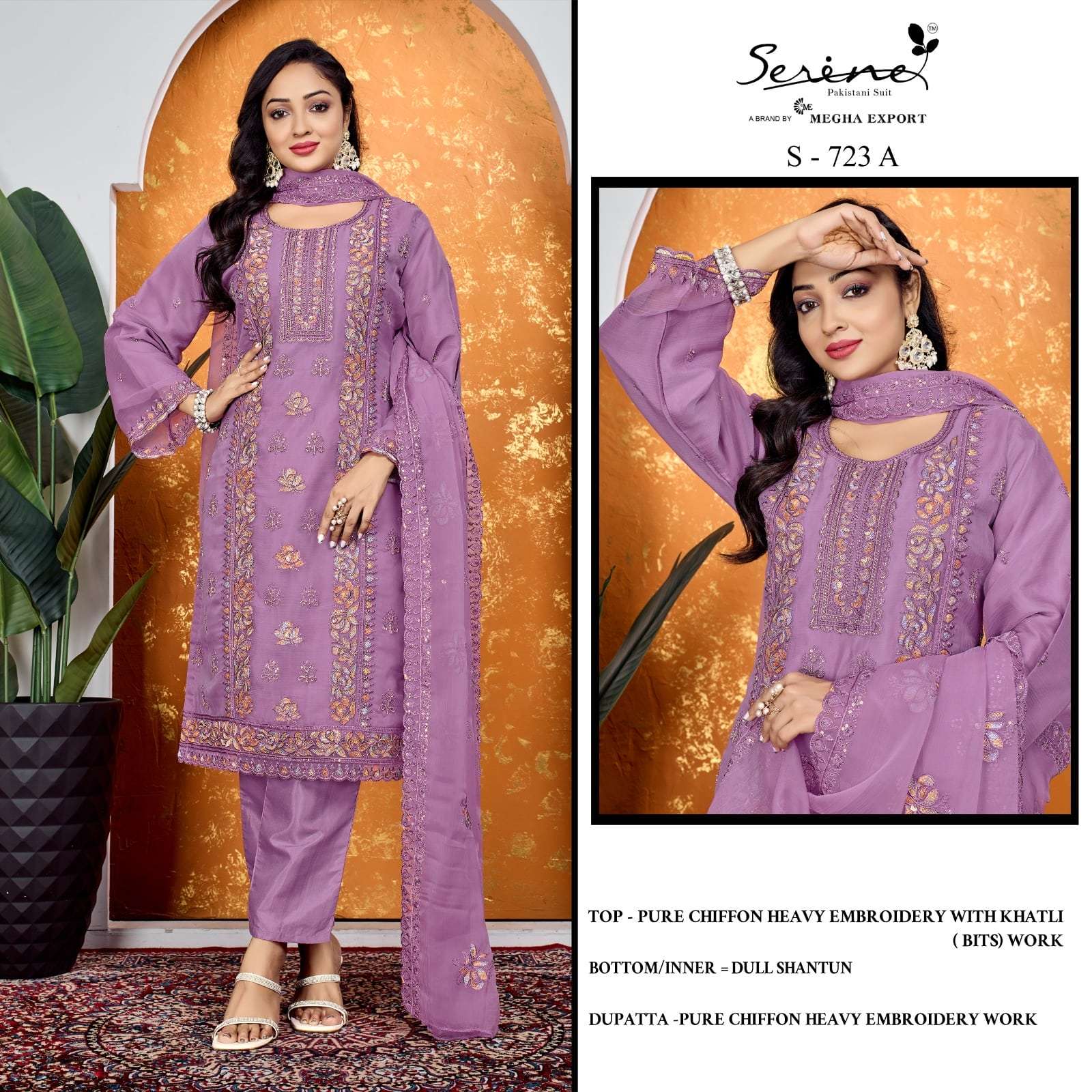 SERENE S-723 PURE CHINON EMBROIDERY PAKISTANI DRESSES-00201
