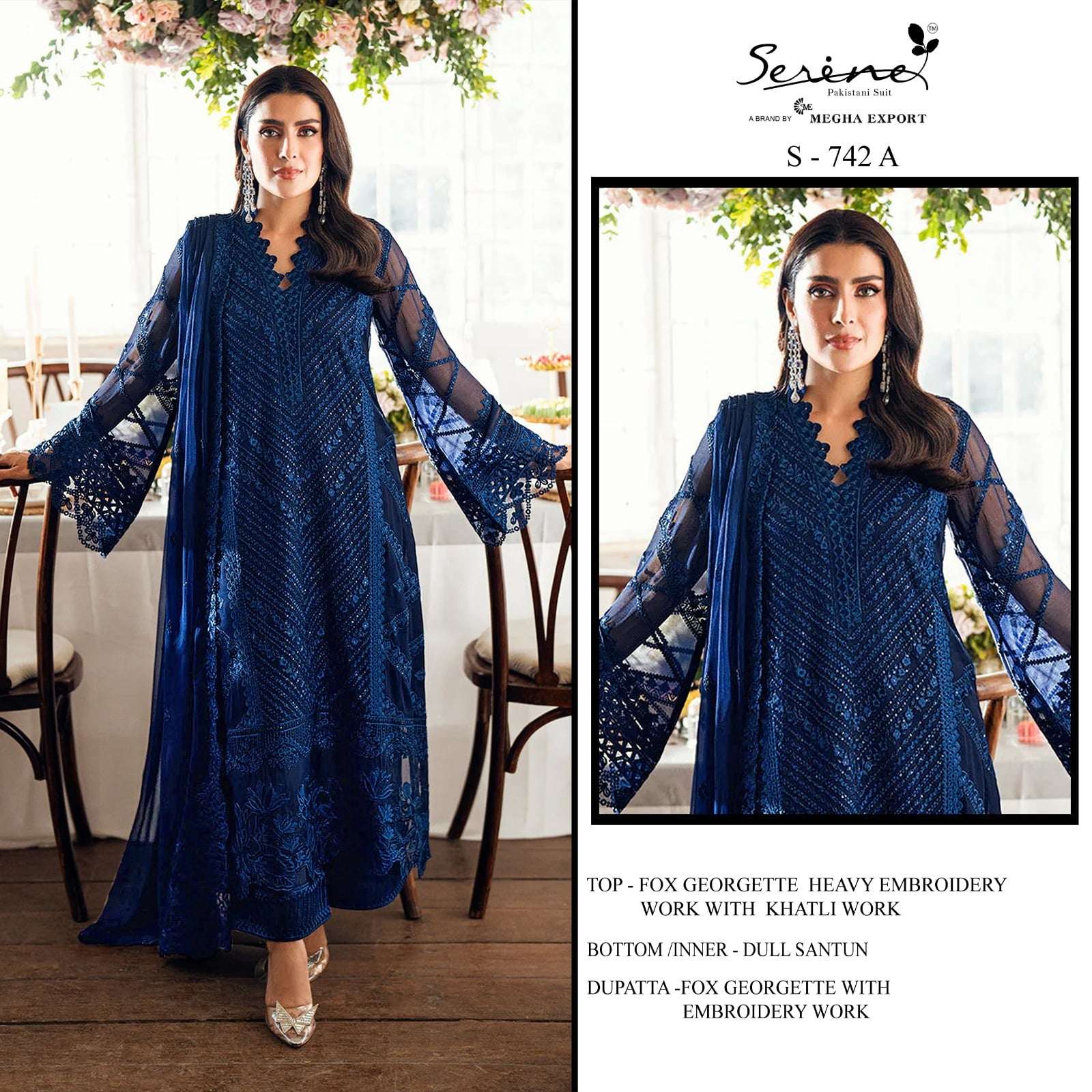 SERENE S-742 PURE FAUX GEORGETTE PAKISTANI DRESSES-00201