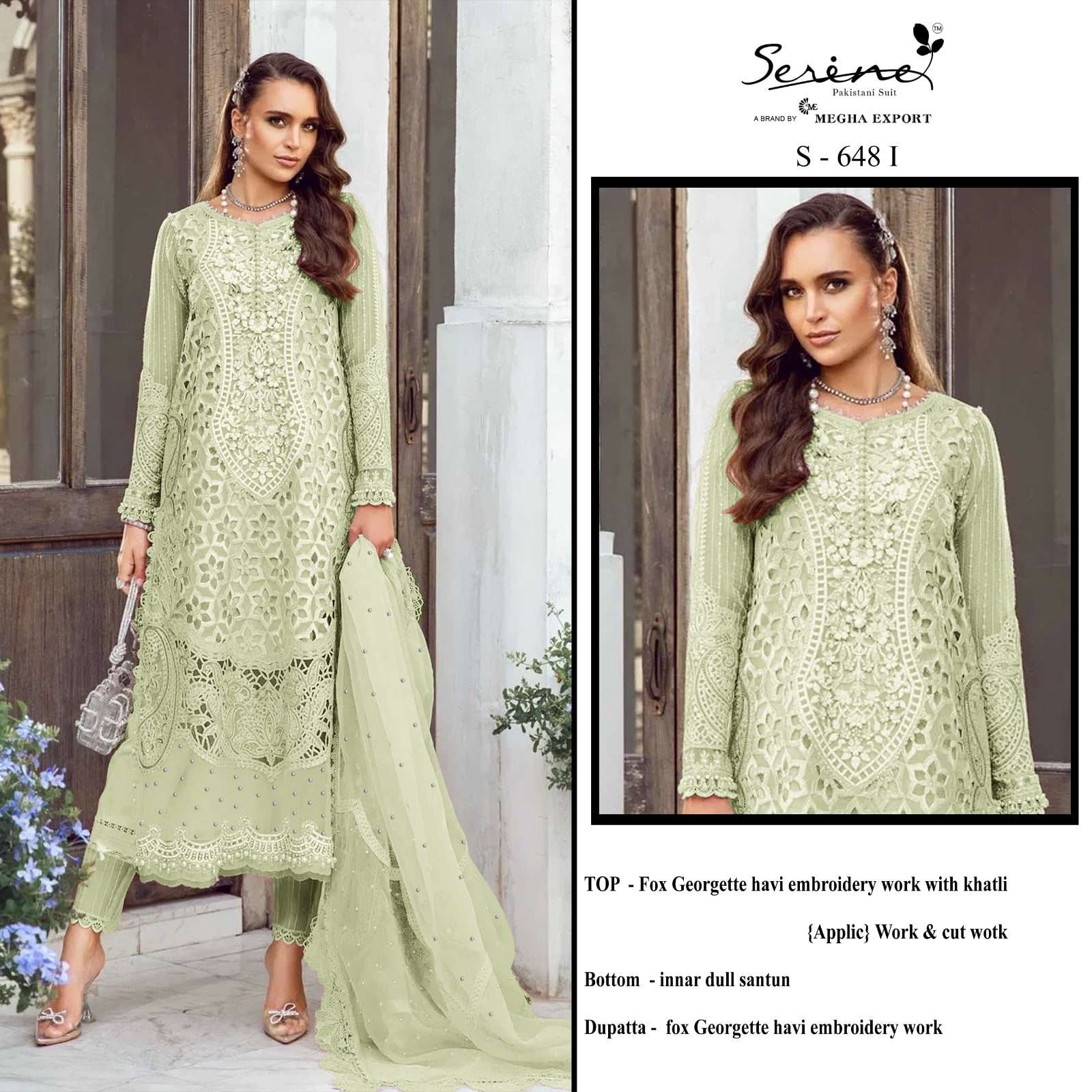 SERINE S-648 PURE FAUX GEORGETTE EMBROIDERY DRESSES-00201
