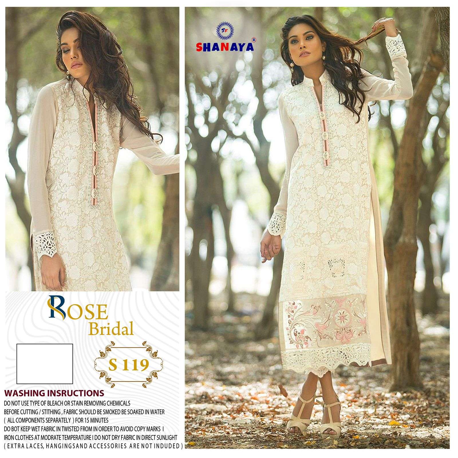 SHANAYA FASHION ROSE BRIDAL S-119 SERIES PURE FAUX GEORGETET EMBROIDERY PAKISTANI DRESS-00201