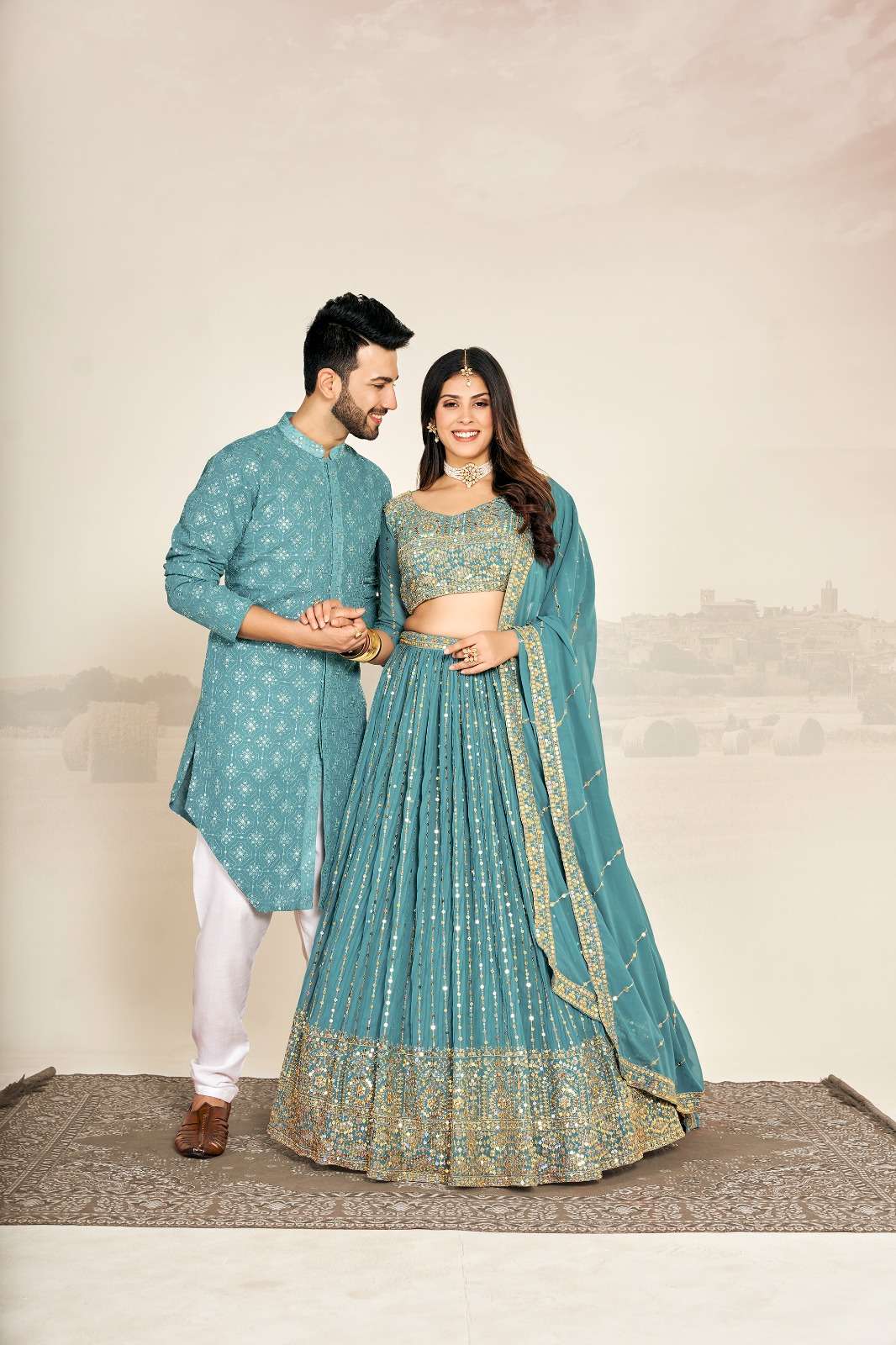 SHEE STAR COUPLE VOL-01 BY ASLIWHOLESALE DESIGNER PURE GEORGETTE LEHENGAS-00026